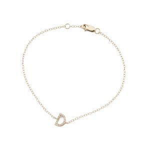 DIAMOND GUILD Gold/D Made In India 14kt Gold Petite Diamond Initial Bracelet